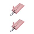 thumbnail image 2 of Sonducket Cartera de cuero para llaves, monedero, viaje, playa, escuela, llavero, bolsa organizadora de recibos con cremallera para mujeres Rosado 2piezas, 2 of 6