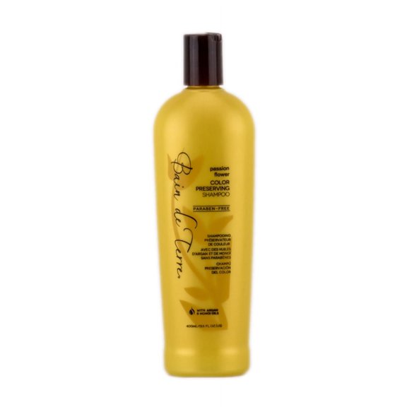 13.5 oz , Bain de Terre Passion Flower - Color Preserving Shampoo hair beauty, Pack of 1 w/ Sleekshop Pink Comb