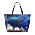 thumbnail image 2 of Kdxio Moonlit Blue Wolf for Beach Bag for Women Large Beach Tote Bag Waterproof Sandproof Swim Bag with Zipper Pockets Beach Vacation Travel, 2 of 7