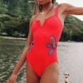 thumbnail image 5 of Aayomet Womens Swimsuit High Neck Plunge Ruched Tummy Control Bathing Suit,Red XXL, 5 of 5