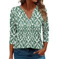 thumbnail image 1 of T-Shirt à Manches Courtes pour Femmes Liquidation T-Shirt Fille Mode Décontractée Motif Imprimé Col en V Manches Trois-Quarts Haut T-Shirt, 1 of 5