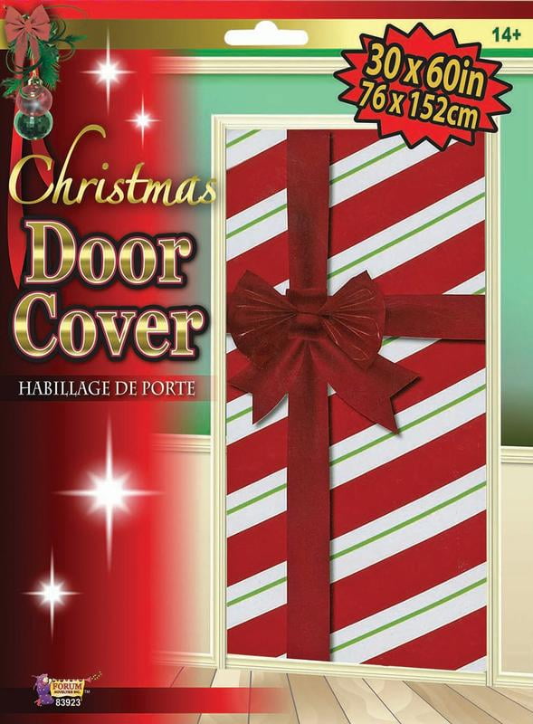 Christmas Front Door Cover Wrapped Present With Bow Outdoor Holiday