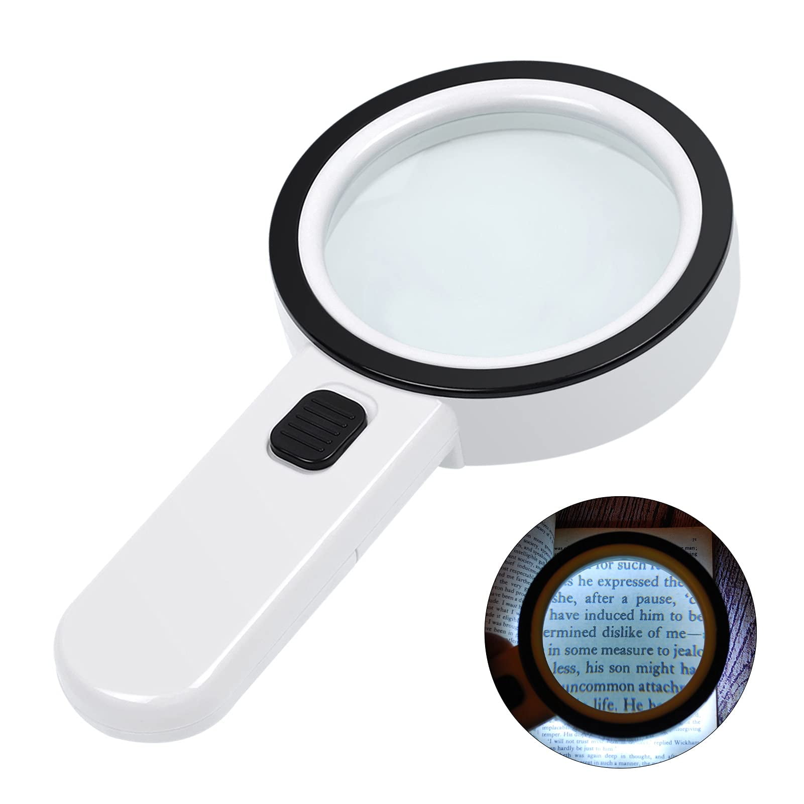  Lighted Magnifying Glass Handheld，3-30X / 60X Large Magnifying  Glass with Light，Led Magnifiers for Seniors,Reading Books, Medicine Bottle  Small Font : Health & Household