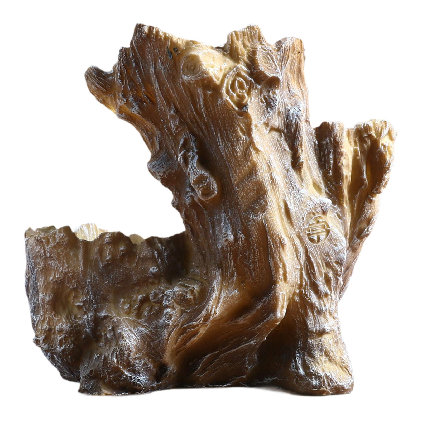 Fzaqwen Planter Pot Artificial Driftwood Succulent Container for Bedroom Home Indoor Brown White
