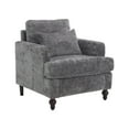 thumbnail image 3 of MOONMISS Modern Accent Chair, Wood Frame Upholstered Chenille Arm Chair, Comfy Small Single Couch For Living Room, Bedroom,Office Room Gray, 3 of 5