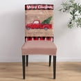 thumbnail image 4 of muroi Merry Christmas Dining Chair Slipcover, Truck Tree Vintage Board Wood Grain Buffalo Check Stretch Covers Removable Parsons Protector for Kitchen Room Banquet Party, Set of 6, 4 of 7
