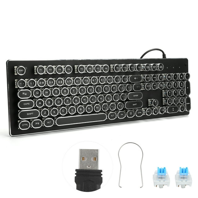 Rdeghly Illuminated Keyboard,Wired Keyboard,Retro Wired Gaming Mechanical Keyboard Key Click with 104 Keys Mixed Light Ergonomic Design