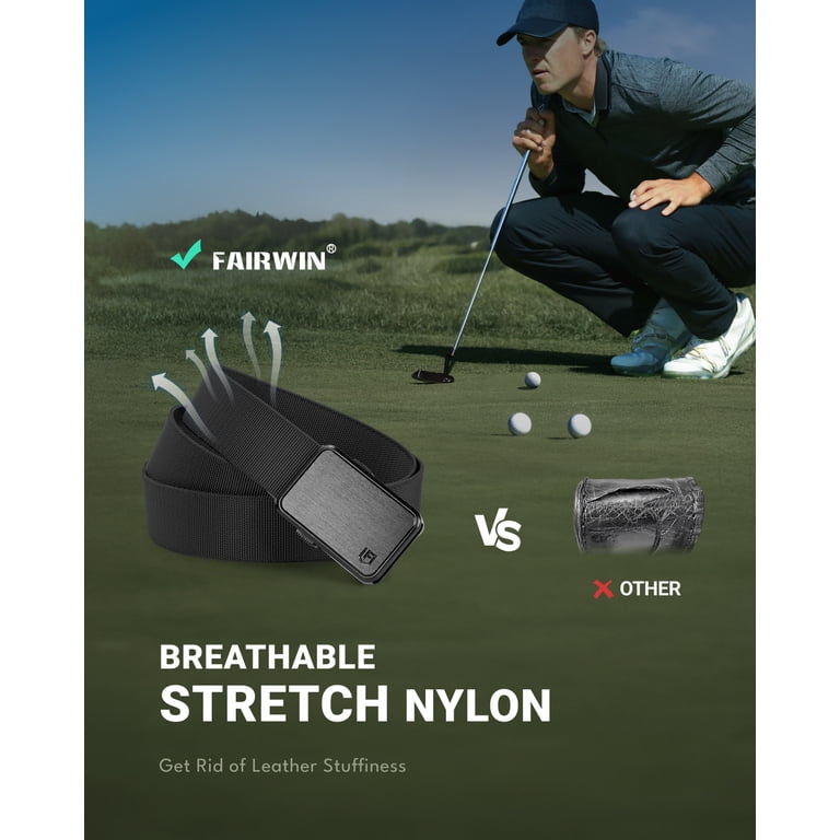 Fairwin Men's Stretch Nylon Web Belt, Black photo 2