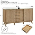 thumbnail image 3 of OKD Fluted Sideboard Buffet Cabinet with Sliding Doors and 4 Drawers, Modern 60" Wide Coffee Bar Table, Faux Marble Top, Storage Console for Dining Room and Living Room, Natural Oak, 3 of 6