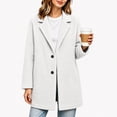 thumbnail image 2 of DeHolifer Women's Coat Plus Size Fleece Lapel Button Down Solid Color Mid-Length Winter Warm Outwear White, 2 of 5