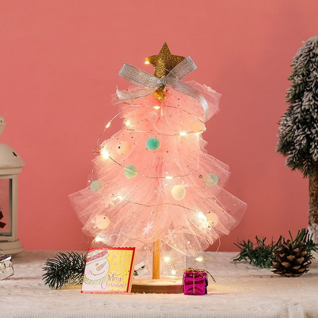Decoraciones navideñas, árbol de Navidad luminoso de malla, paquete de Material DIY, juguetes educativos para guardería, regalo de Navidad (rosa)