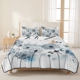 thumbnail image 3 of Twin Quilt Set 68''x86'', Blue Teal Dandelion Lightweight Summer Bedspread Coverlet Set with 2 Pillow Shams, Dragonfly Modern Art Watercolor Breathable All Season Quilt Bedding for Dorm/Bedroom, 3 of 9