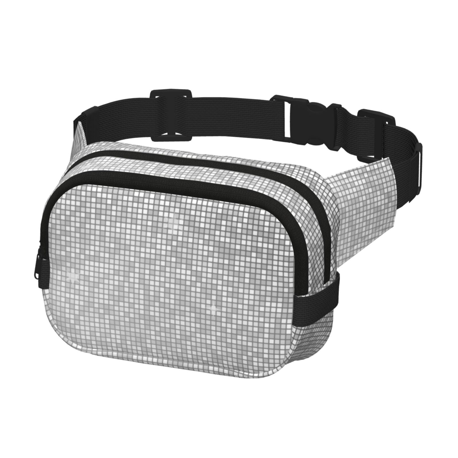 Hirioo Silver Mosaic for Double Layer Waist Bag Adjustable Fanny Pack For Travel Running Hiking
