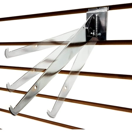 

Chrome Adjustable Angle Slatwall Shelf Bracket 14 D - 25 Pack