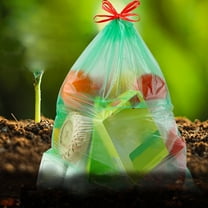 15Pcs Disposable Drawstring Trash Bags,Multi-Use Trash Can Bin Liners,Thickened Flat Mouth Garbage Bag With Rolled,Medium Leakproof and Unscented Wastebasket Can Liners for Kitchen Home Toilet,Green