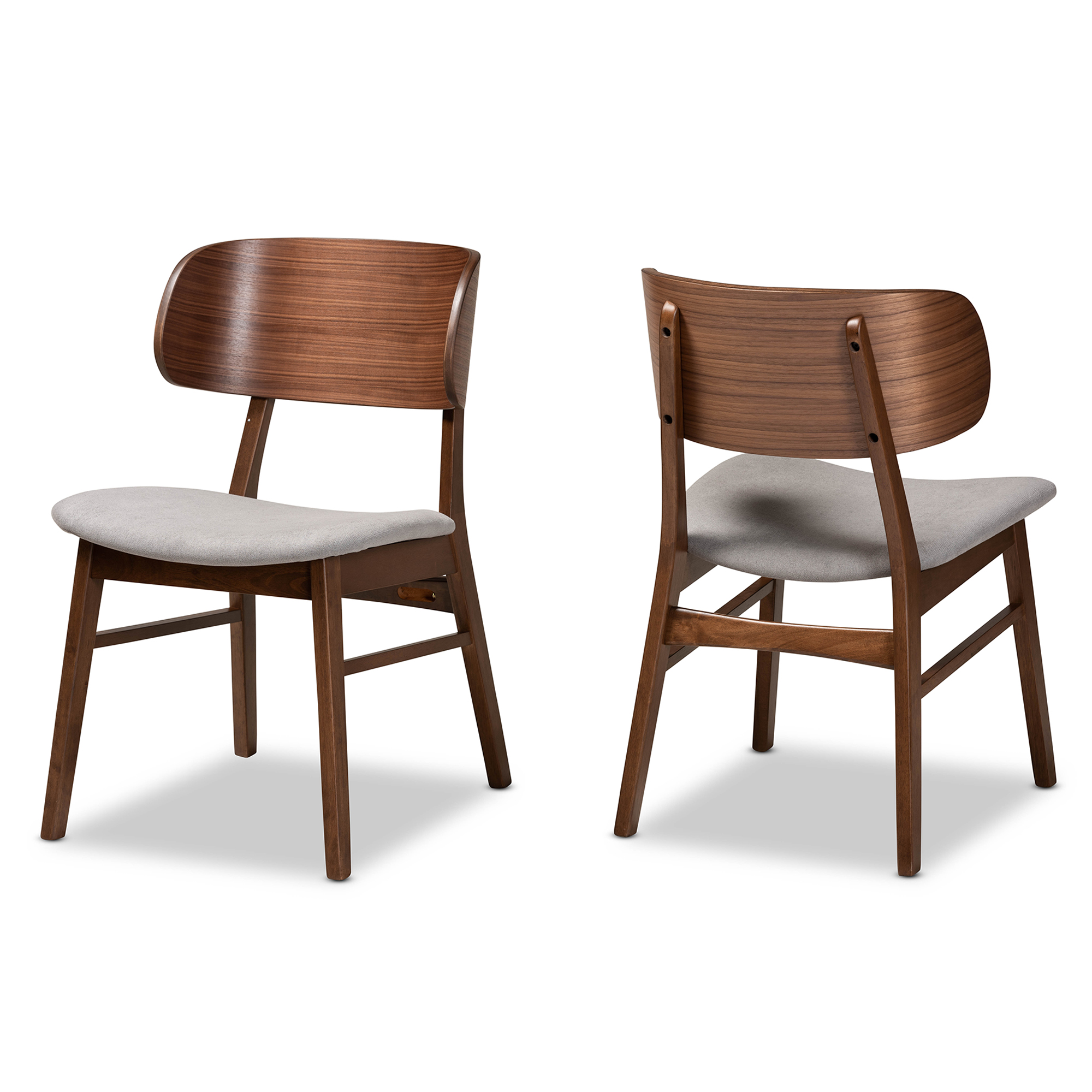 Baxton Studio Alston Dining Chair, Set of 2, Grey/Walnut Brown