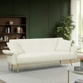 thumbnail image 2 of CARZZI 70" Upholstered Teddy Loveseat Sofa, Convertible Futon Sofa Couch with Adjustable Arms, Deep Seat 2 Seater Comfy Cushion Love Seat for Small Space Living Room Bedroom Apartment, White, 2 of 11