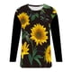 thumbnail image 4 of Camisas Para Mujer Moda O-Cuello Casual Tres Cuartos Estampado de Girasol Tops Camiseta Blusa Odeerbi ODB126694, 4 of 5