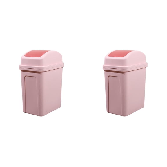 Kitchen Can with Swing-top Lid, 7L Small Swing Top Garbage Bin for Office Bathrooms Bedrooms Dorms Toilets , Bathroom Can,Pink/2PCS