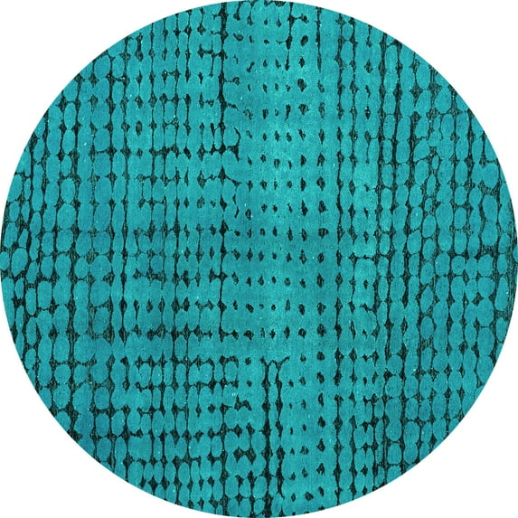 Ahgly Company Indoor Round Abstract Turquoise Blue Modern Area Rugs, 5' Round