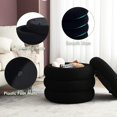 thumbnail image 4 of Boucle Ottoman with Storage Black, Small Round Footrest Stool with Removable Lid, Upholstered Sherpa Vanity Chair for Bedroom Entryway, 4 of 13