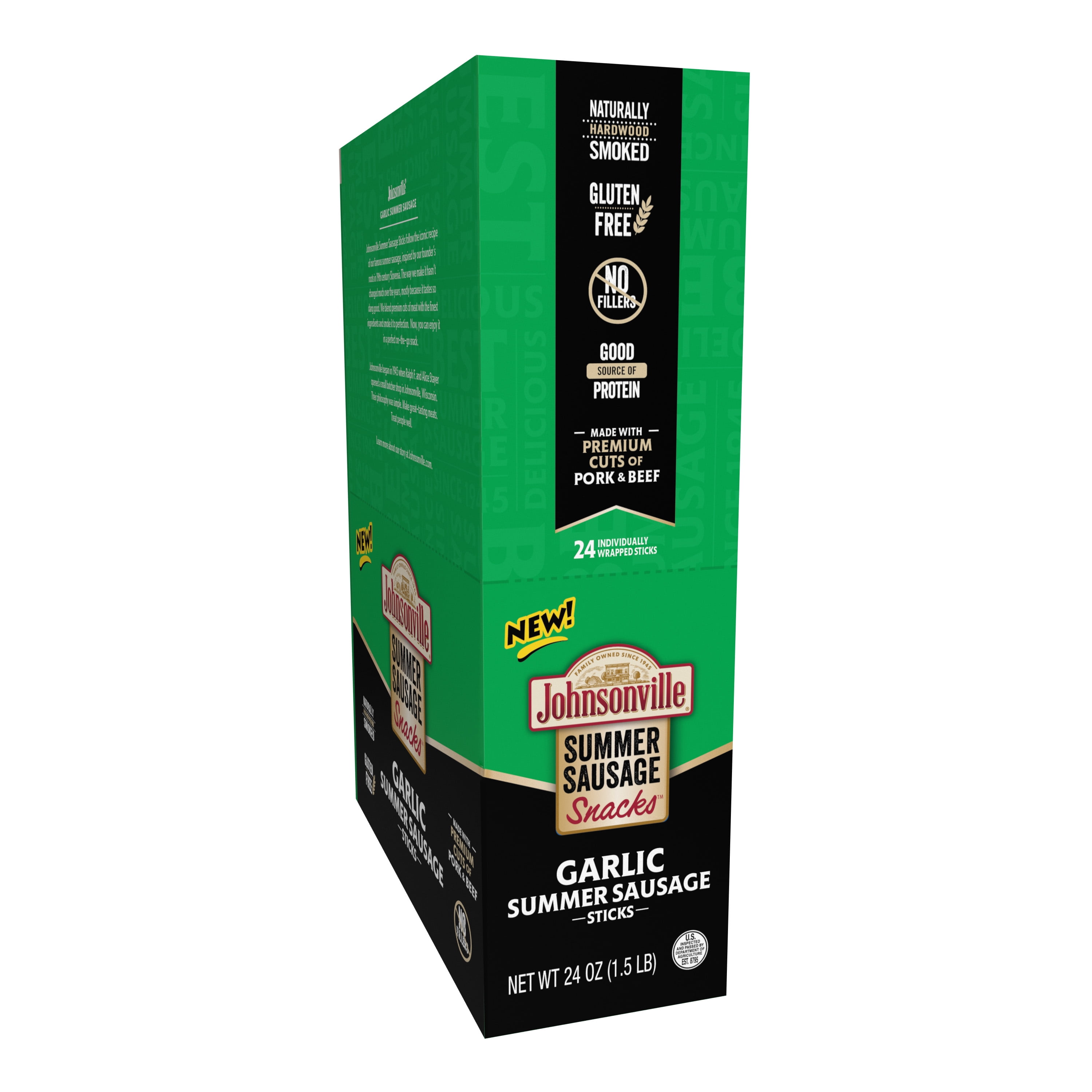 Buy Johnsonville Garlic Summer Sausage 1oz Sticks, 24count Online at