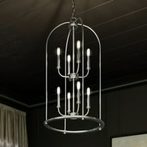 Luxury Modern Farmhouse Chandelier, 33H x 18W, with Coastal Style, Brushed Nickel, UHP3974 by Urban Ambiance