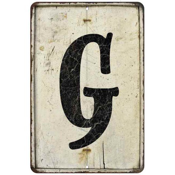 Capital Letter G Vintage Look Chic Distressed 8x12108120020196