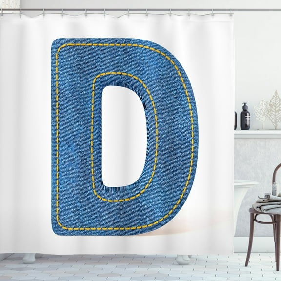 Ambesonne Letter D Shower Curtain, Retro Fashion Vibes, 69"Wx75"L, Blue Yellow