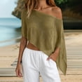 thumbnail image 2 of Breezora Women's Batwing Sleeve Crochet Knit Swimsuit Cover Up Semi Lightweight See Through Crop Top For Beach Vacation, 2 of 5