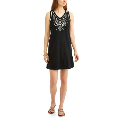 - Moda Women's A-line Tank Dress with Embroidery