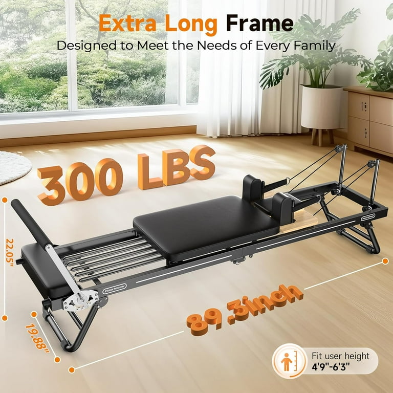 Reformer Pilates TODO – Pliable Avec Jump Board, 4 Ressorts (10 Kg Chacun), 5 Cordes (6 Kg) – Charge Max 180 Kg – Garantie 2 Ans