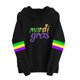 thumbnail image 2 of Uootdi Mardi Gras Womens Drawstring Hoodies for Women Carnival Crewneck Heart Print Hooded Long Sleeve Pullover Festive Color Block Loose Sweatshirts Gift, 2 of 5