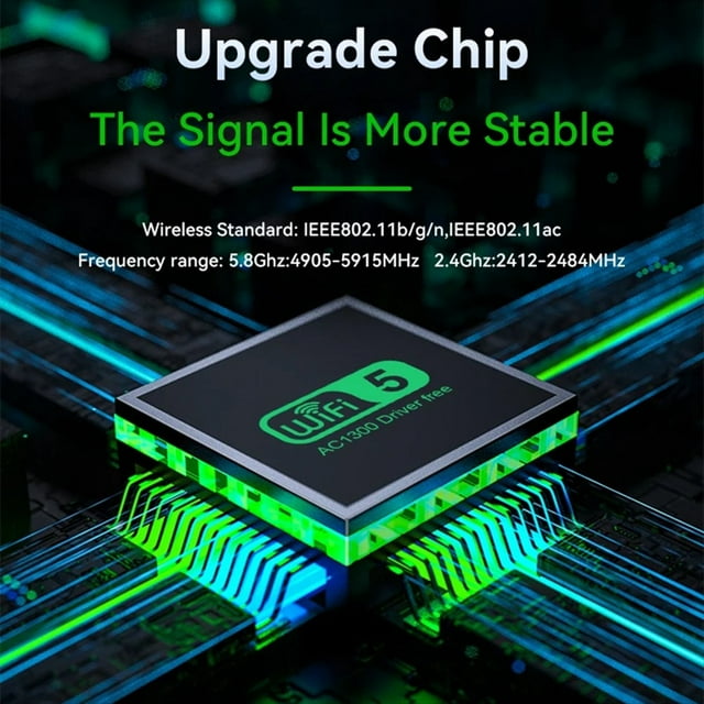 Adaptador USB WiFi de 1300Mbps Dongle Wi-Fi de Doble Banda 2,4G/5Ghz USB3.0 Receptor Inalámbrico de 4 Antenas 802.11AC de Alta Velocidad