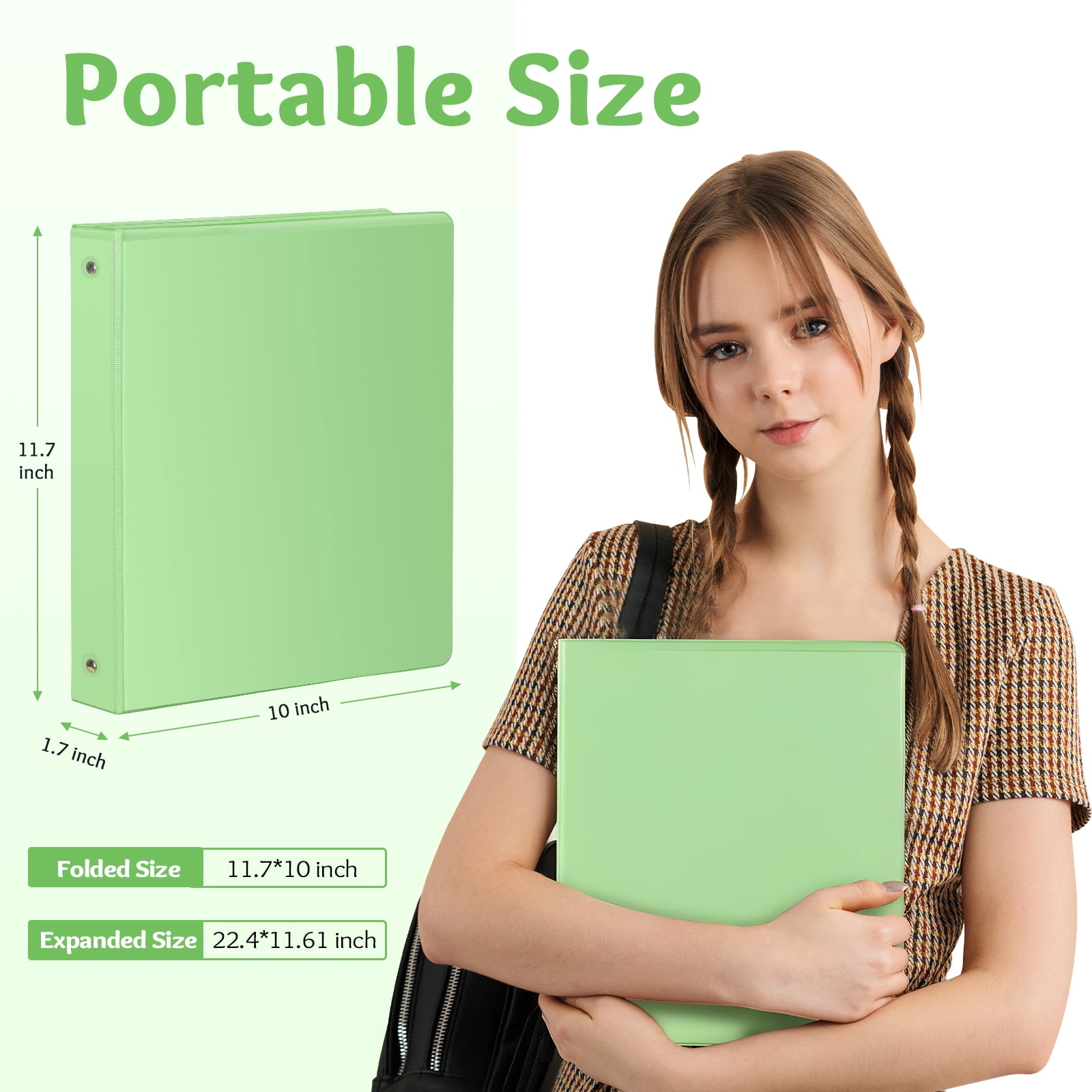 Comix 1 inch 3-ring Binder, Round Ring, 200 Sheets Capacity Light Green