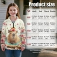 thumbnail image 7 of Uourmeti Flower Funny Capybara Pattern Kids Christmas Hoodies Half Zipper Sweatshirt Pullover Sweatshirts Festive Holiday Wear for Party Celebration Gift Size 9-10, 7 of 7