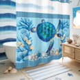 thumbnail image 5 of No Hook Shower Curtain with Built-in Rings - Coastal Ocean Washable Waterproof Fabric Bathroom Curtains for Hotel,Rentals, 72 X 72 Inch Long , Sea Turtles Starfishs Blue, 5 of 9