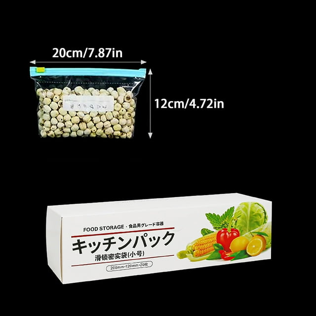 SDNall Sacs de Rangement pour Aliments, Grands Sacs de Rangement, Sacs de Rangement à Fermeture Éclair en Plastique de Qualité Alimentaire de Qualité Supérieure - Auto-Scellants et Compacts pour la Conservation au Réfrigérateur, Rangement de Sacs en Plastique