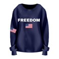 thumbnail image 3 of Dark Blue Women's Freedom American Falg Print Round Neck Sweatshirt A True Patriot Shirt Long Sleeve, 3 of 4