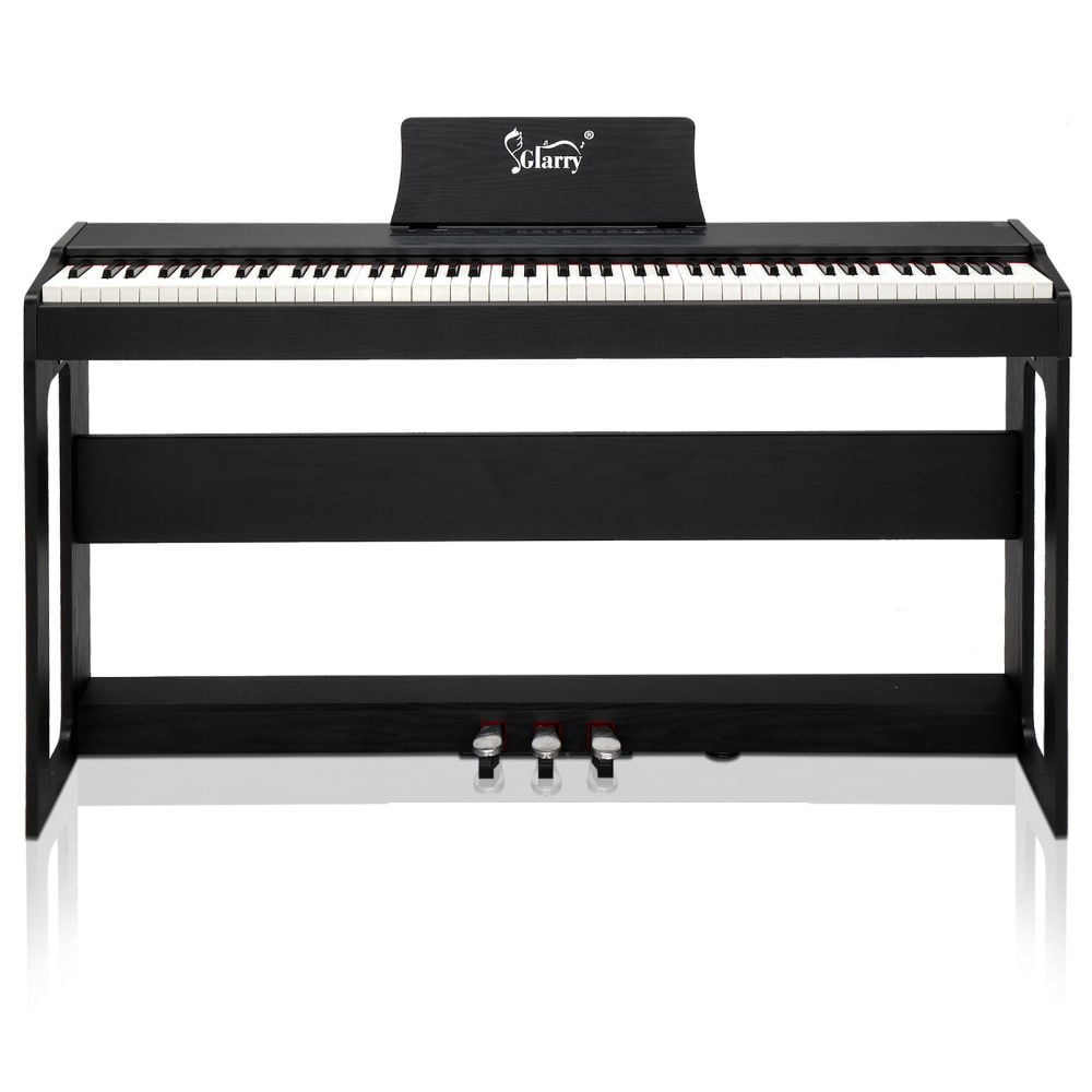Full Size Digital Piano Keyboard, 88 Keys Weighted Electric Piano with Soft/Sustain/Sostenuto Pedals, Dual Bluetooth and Stereo Speakers for Beginner, Professional, GDP-104 (Black)