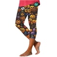 thumbnail image 3 of BiZtdJrK Cropped Leggings for Women 2025 Halloween Costumes Casual Milk Silk High Waisted Yoga Capri Pants Trendy Graphic Print Tummy Control Legging Capris Sales of The Day Clearance, 3 of 5