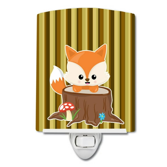 Caroline's Treasures BB7088CNL Baby Fox Tree Stripes Ceramic Night Light, 6x4x3", multicolor