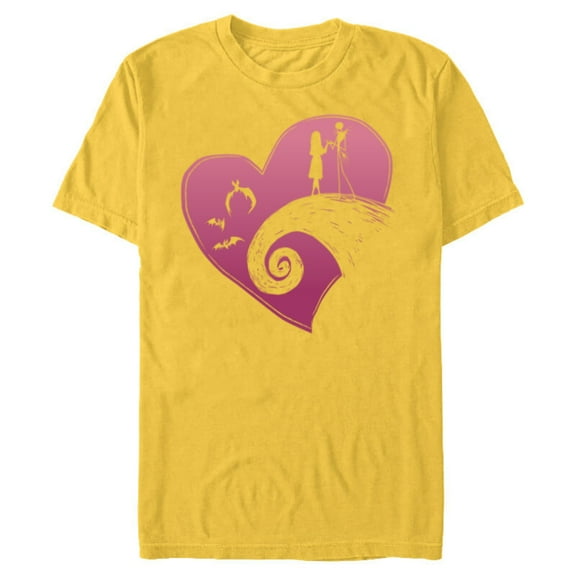 Disney The Nightmare Before Christmas Jack and Sally Heart - Short Sleeve Blended T-Shirt for Adults - Customized-Yellow