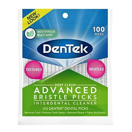 DenTek Deep Clean Advanced Bristle Picks, Removes Food & Plaque, 100 Count