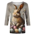 thumbnail image 5 of cllios Tunique à Manches 3/4 pour Femmes, T-Shirts de Pâques pour Femmes, Grande Taille, Col Rond, T-Shirts Graphiques Floraux Rétro avec Lapin et Œufs, Cadeaux de Pâques pour Femmes, 5 of 5