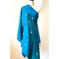 thumbnail image 5 of Mirayan India Pure Silk Hand Embroidery Scarf with Mirror Glass Embroidery, Blue, 5 of 5
