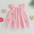thumbnail image 4 of Musuos Baby Girls Summer Princess Dress, 6 9 12 18 24Months Fly Sleeve Square Neck 3D Butterfly Tutu Tulle Dress Infant Outfit, 4 of 9
