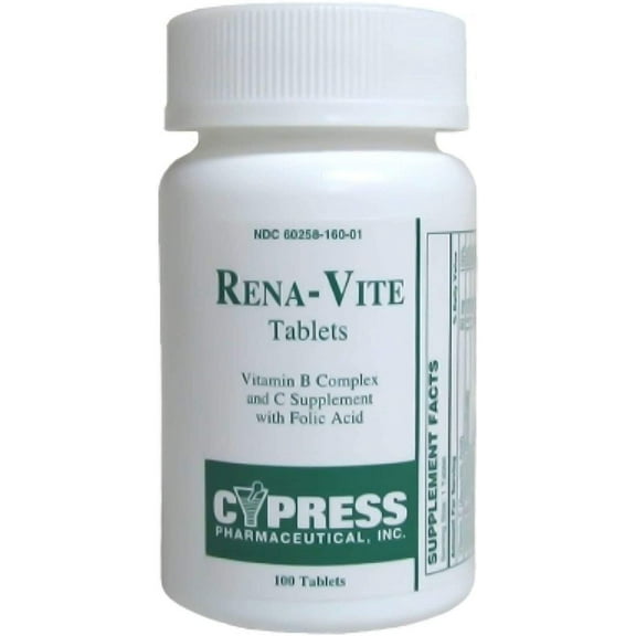 Rena-Vite Vitamin B Complex Supplement Tablets, 0.8 mg Strength-Bottle of 100