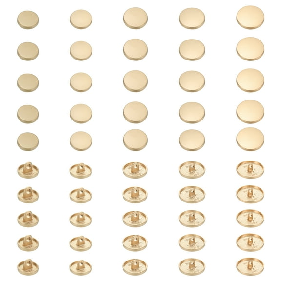 Metal Round Flat Buttons, Round Shaped Sewing Buttons for Men Women Coat Shirt 10/12/15/20/25 mm & 25 Pack & Sand Gold