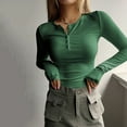 thumbnail image 4 of 2025 Long Sleeve Shirts for Thermal Women Long Sleeve Top Women Casual Solid Henley Compression Long Sleeve Women Tops Button Down Shirts V Neck Blouses Basic Ribbed Knit Shirts for, 4 of 5